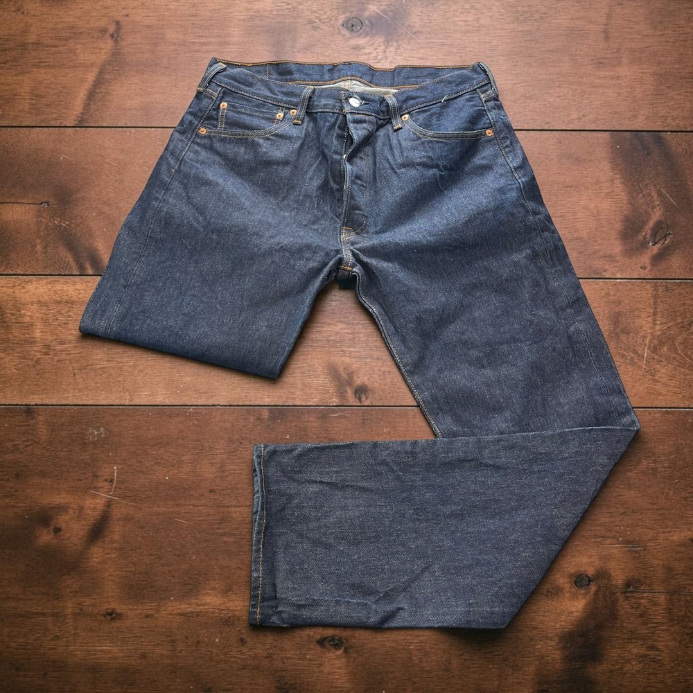 Levis 501 Original Fit Jeans Mens 36x34 Inseam 32" Dark Indigo Blue Straight Leg